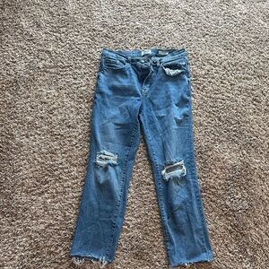 Kensie Distressed Straight Leg Blue Jeans